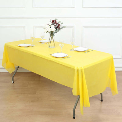 5-Pack Plastic Table Covers Yellow Rectangle - Reliable PVC Disposable Covers for Gatherings 54"x108"