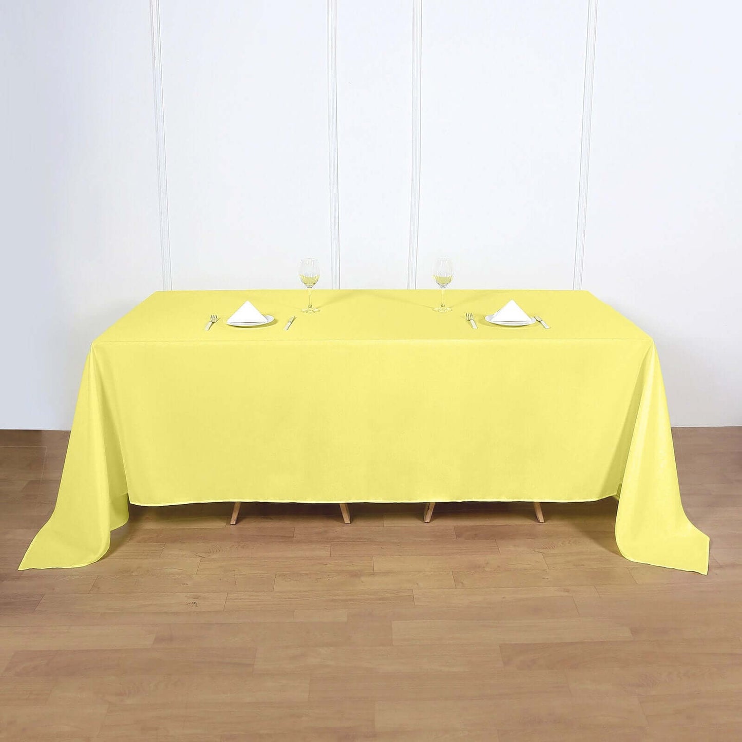 Polyester 90"x132" Rectangle Tablecloth Yellow - Seamless Wrinkle-Resistant Table Cover