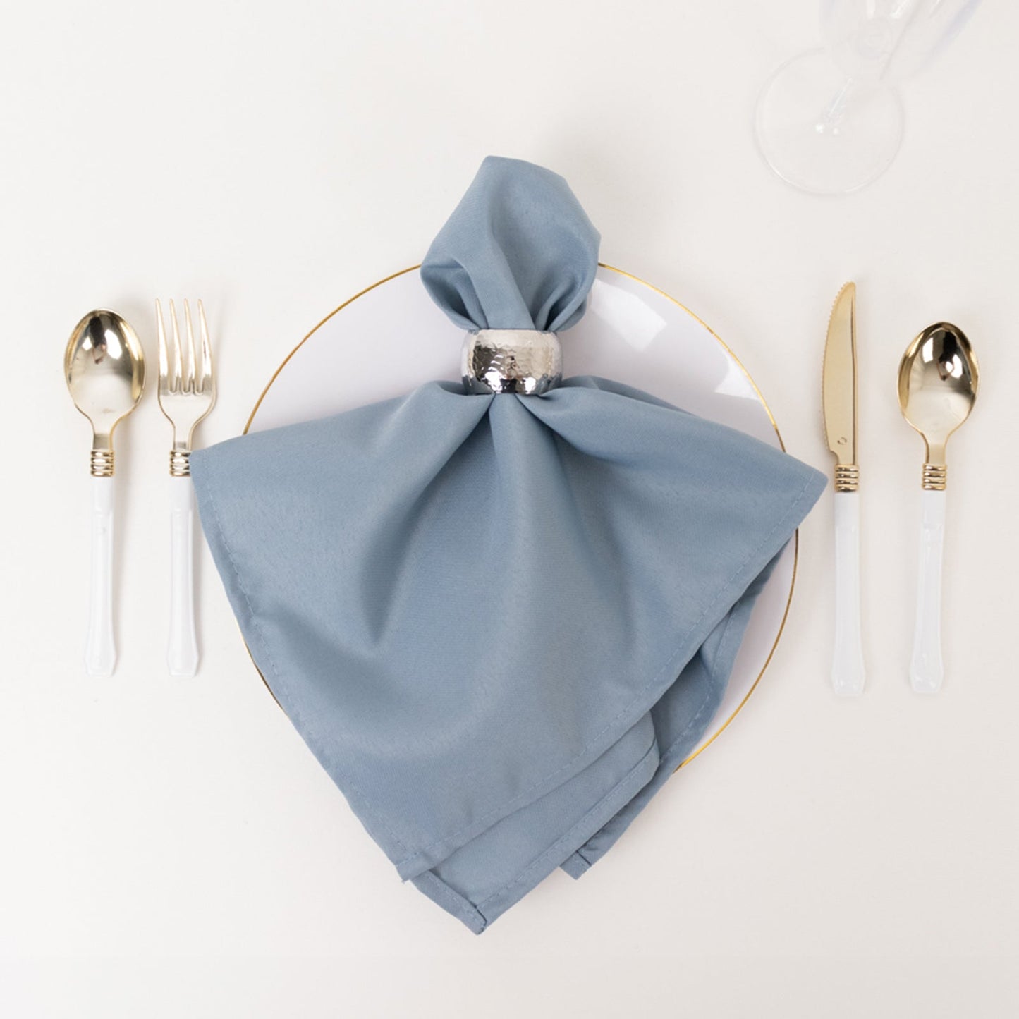 5 Pack Premium Polyester 20"x20" Napkins Dusty Blue - Wrinkle-Resistant & Durable Dinner Napkins