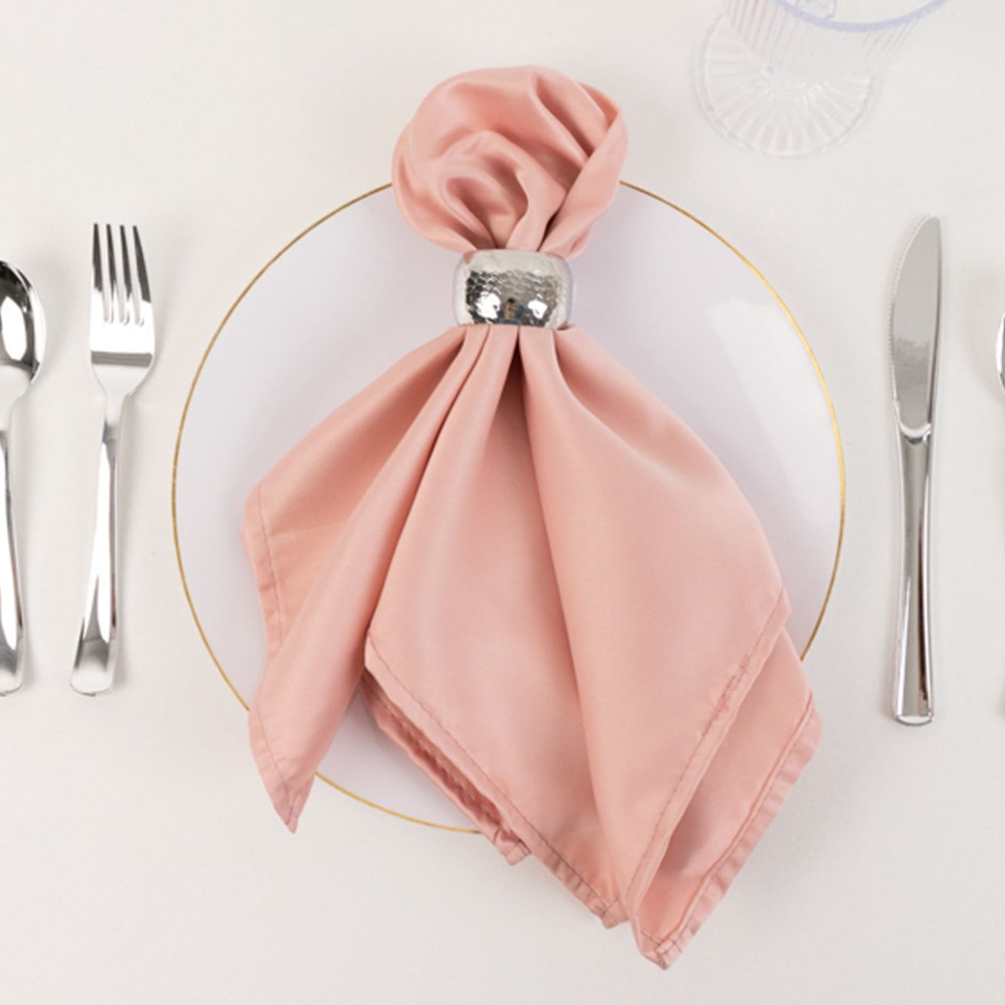 5 Pack Lamour Satin 20"x20" Napkins Dusty Rose - Soft Matte Finish Dinner Napkins