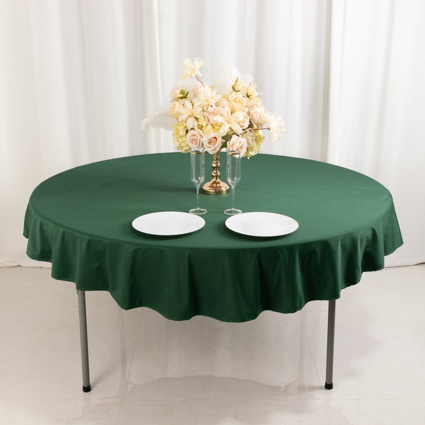 Scuba Round 70" Tablecloth Hunter Emerald Green - Wrinkle Free & Stain Resistant Table Cover
