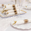 Set of 24 Gold Plastic Silverware with Pre-Rolled White Paper Napkins - Disposable Wrapped Fork, Spoon, and Knife Set