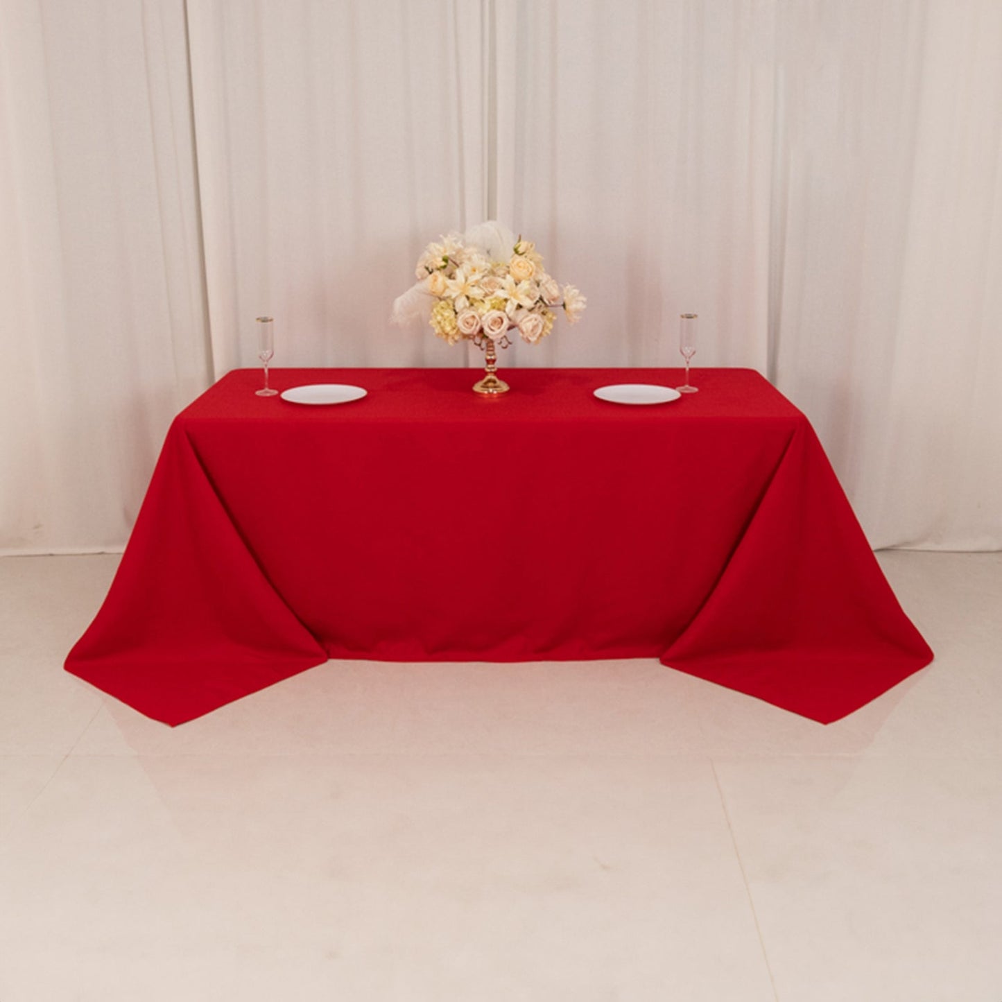 Cotton Blend 90"x132" Rectangle Tablecloth Red - Seamless Wrinkle-Resistant Table Cover