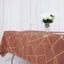 Polyester 60"x102" Rectangle Tablecloth Terracotta (Rust) with Gold Foil Geometric Pattern - Wrinkle-Resistant & Durable Table Cover
