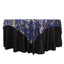Mesh 72"x72" Table Overlay Square Tablecloth Royal Blue - Wave Embroidered Sequins Table Topper