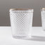 6-Pack Tumbler Glasses Clear Hobnail Design with Gold Rim - Embossed Diamond Pattern Glassware for Drinks & Parties 11oz 4"
