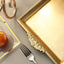2-Pack Acrylic Square Serving Trays 10" in Metallic Gold with Embossed Handles, Decorative Dinner Party Food Platters