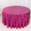 Sequin Mesh 120" Round Tablecloth Fuchsia/Silver - Seamless Wave Embroidered Table Cover