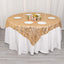 Mesh 72"x72" Table Overlay Square Tablecloth Gold Wave Design with Embroidered Sequins for Stylish Occasions
