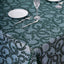 Tulle 90"x156" Rectangle Tablecloth Hunter Emerald Green - Sequin Leaf Embroidered Table Cover