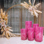 Set of 5 Fuchsia Wave Mesh Cylinder Pedestal Stand Covers with Embroidered Sequins, Pillar Prop Covers - 160 GSM