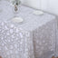 Tulle 90"x156" Rectangle Tablecloth Silver - Sequin Leaf Embroidered Table Cover