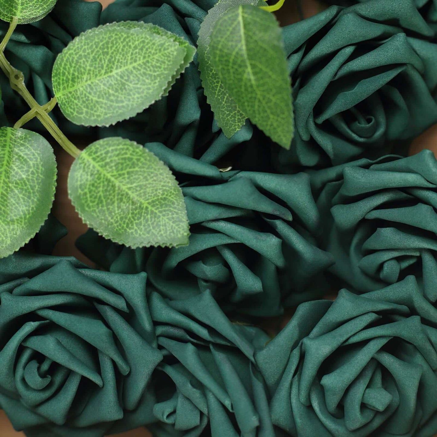 24 Roses 5" Hunter Emerald Green Artificial Foam Flowers With Stem Wire and Leaves