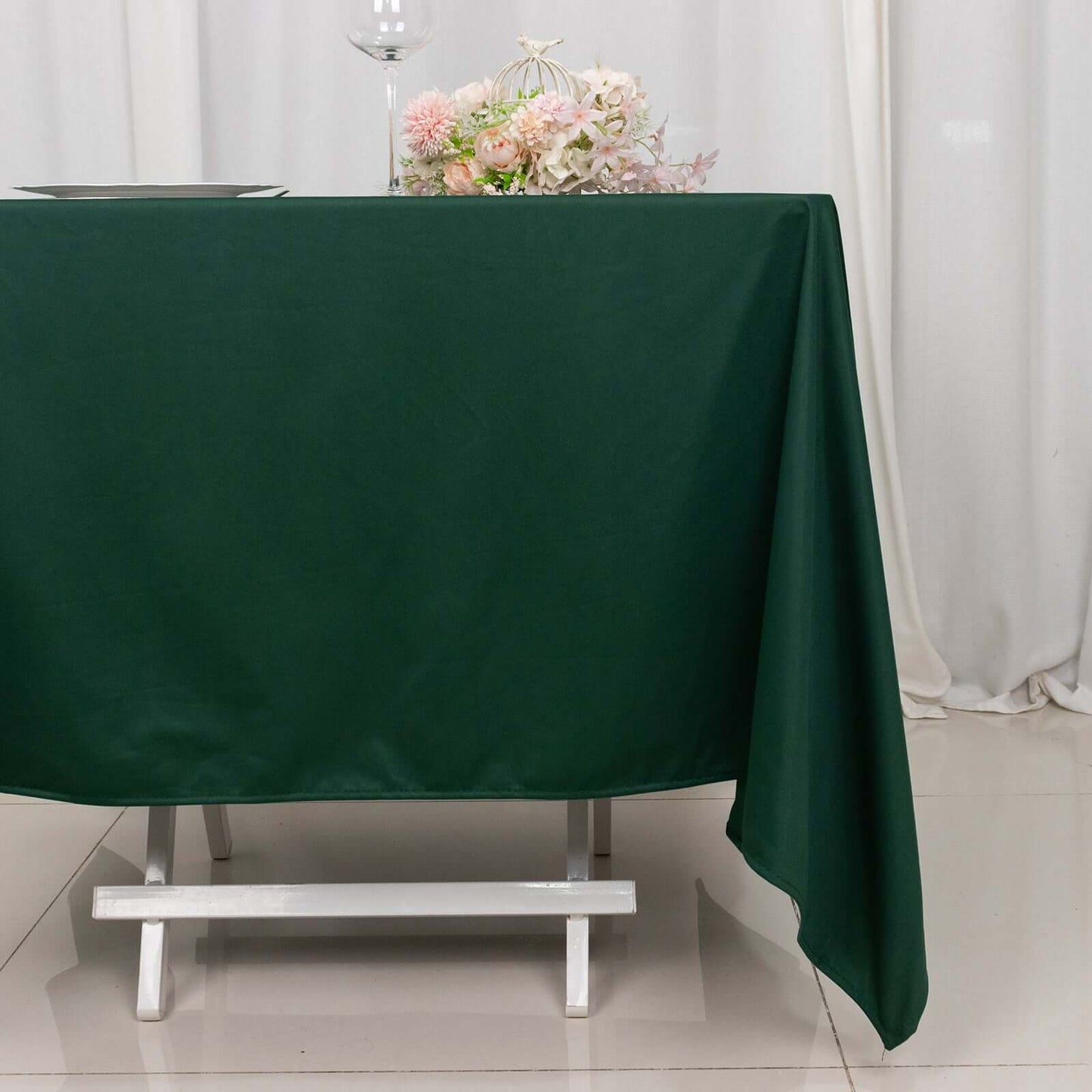 Scuba Square 70"x70" Tablecloth Hunter Emerald Green - Wrinkle Free & Stain Resistant Table Cover