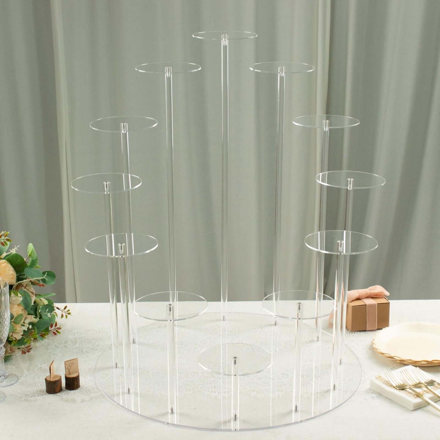 Acrylic Cake Stand with 12-Arm Tiered Cupcake Holders Clear - Easy Assembly Multi-layer Dessert Display Centerpiece Tower for Weddings Gala Events & Celebrations 29"