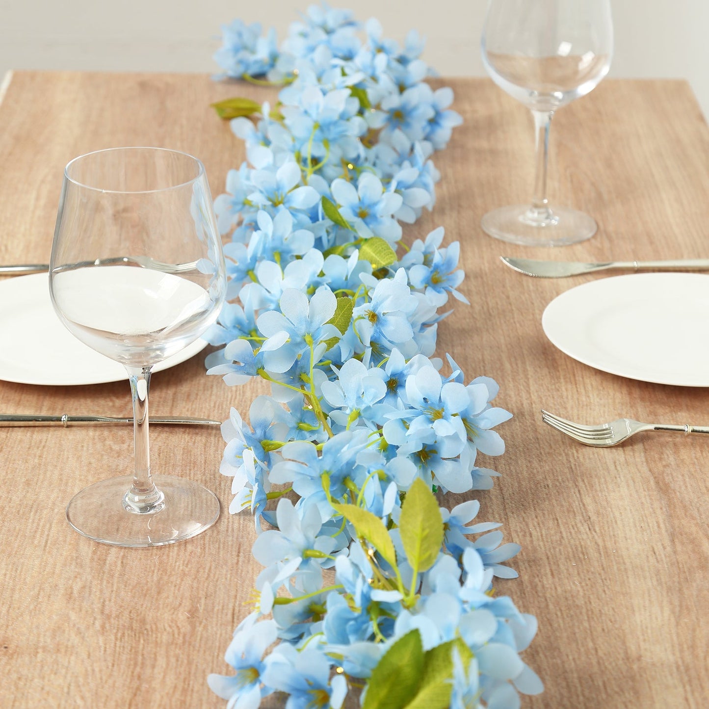 2-Pack Garland String Lights Jasmine Silk Flower Design Blue Warm White - Battery Operated Hanging DÃ©cor 6ft