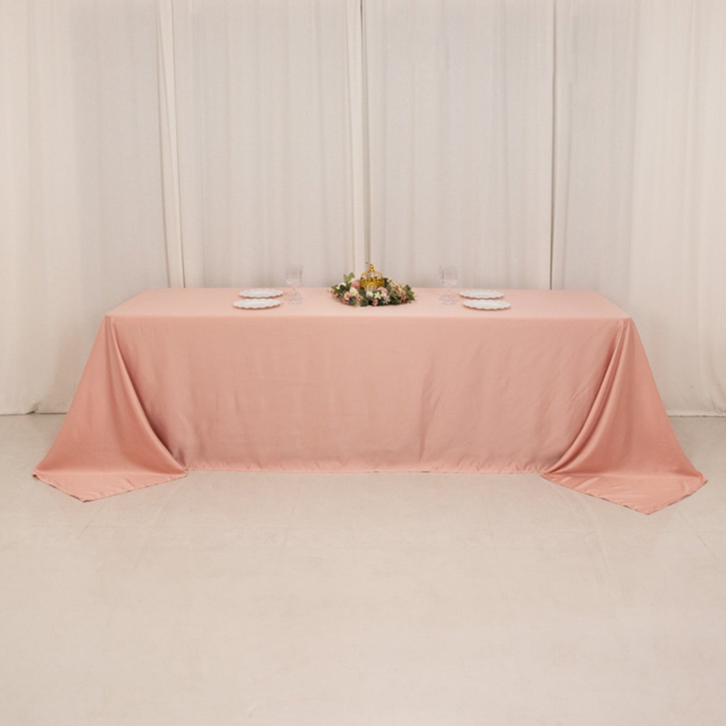 Lamour Satin 90"x156" Rectangle Tablecloth Dusty Rose - Luxurious, Soft Seamless Table Cover