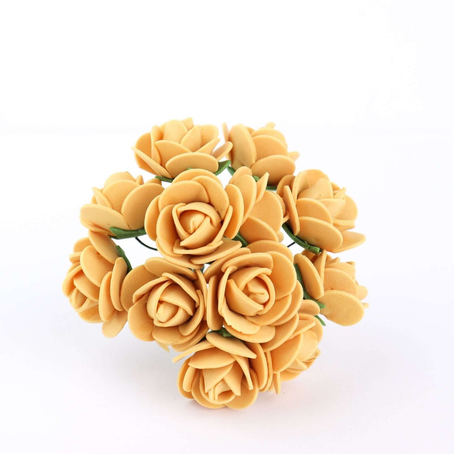 48 Roses 1" Gold Real Touch Artificial DIY Foam Rose Flowers With Stem, Craft Rose Buds
