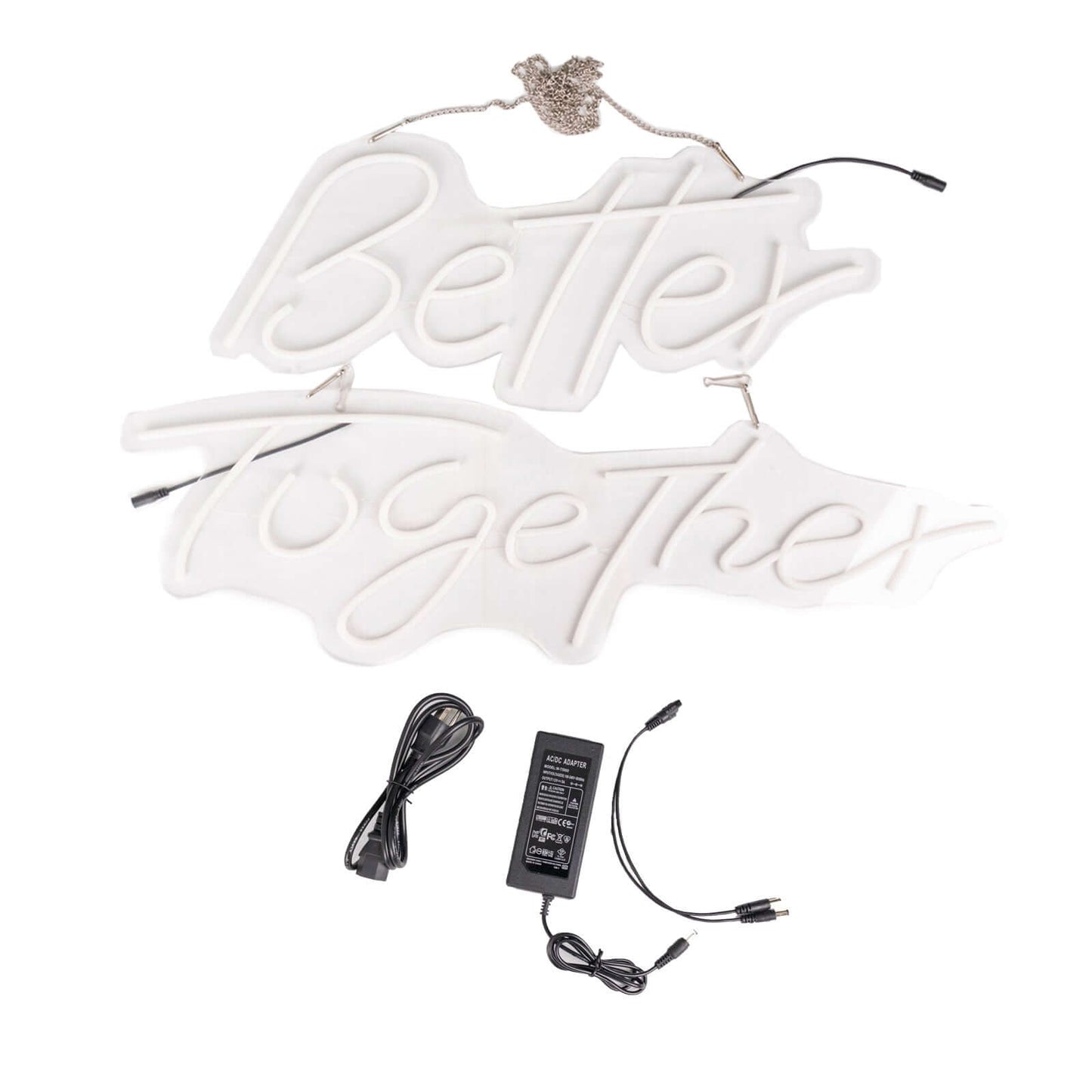 32" Better Together LED Neon Light Sign for Party or Home Wall Decor, Warm White Reusable Hanging Light With 5ft Chain