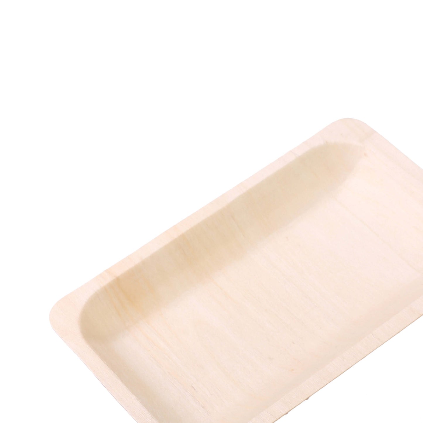 25-Pack Birchwood 5"x8" Rectangle Dessert Serving Plates - Natural Eco Friendly Wooden Disposable Plates for Farmhouse-Style Events, Parties & Gatherings