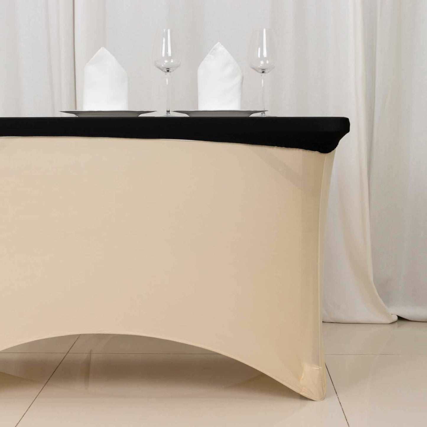 Stretch Spandex 48"x30" Rectangle Tablecloth Top Cover Black - Durable Form-Fitting Table Cover