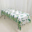 5-Pack Plastic Table Covers White/Green Rectangle with Eucalyptus Leaves Print - Decorative PVC Disposable Tablecloths 54"x108"