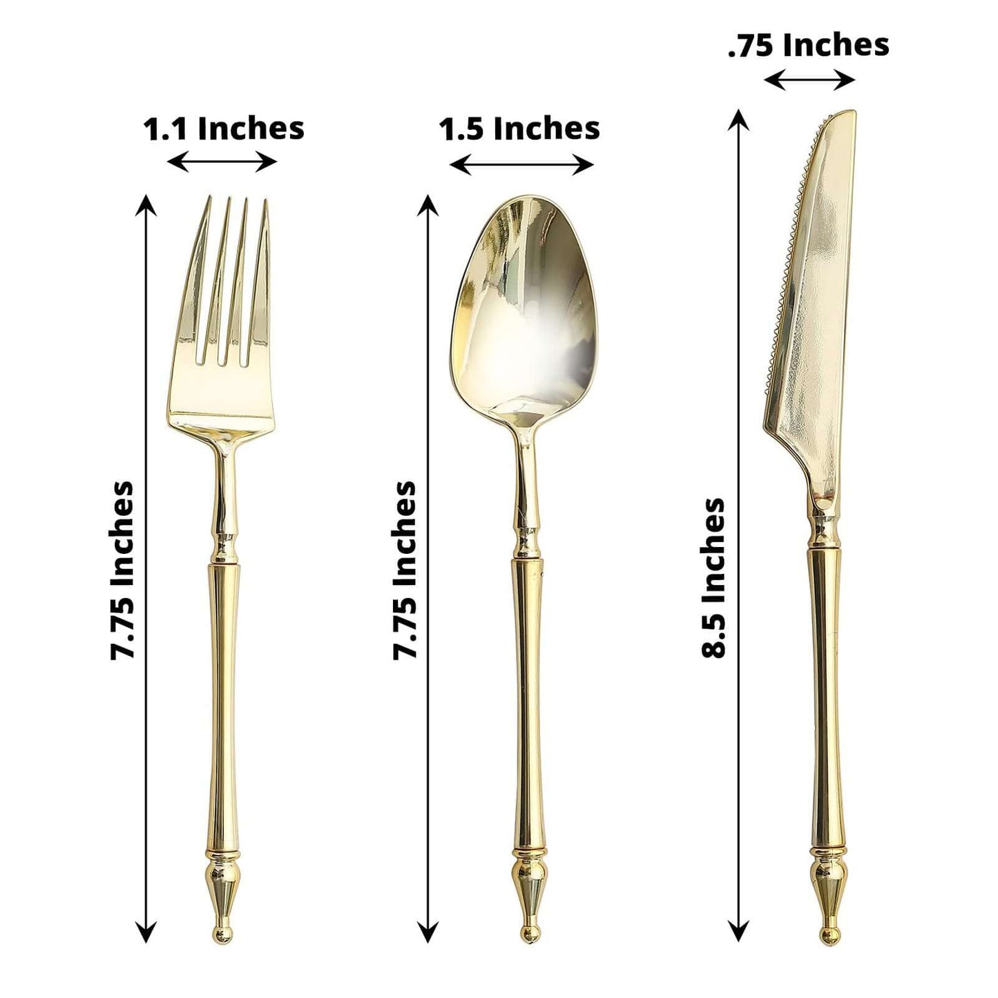 24-Pack Plastic Utensil Set with Roman Column Handle Gold - Disposable Silverware for Events