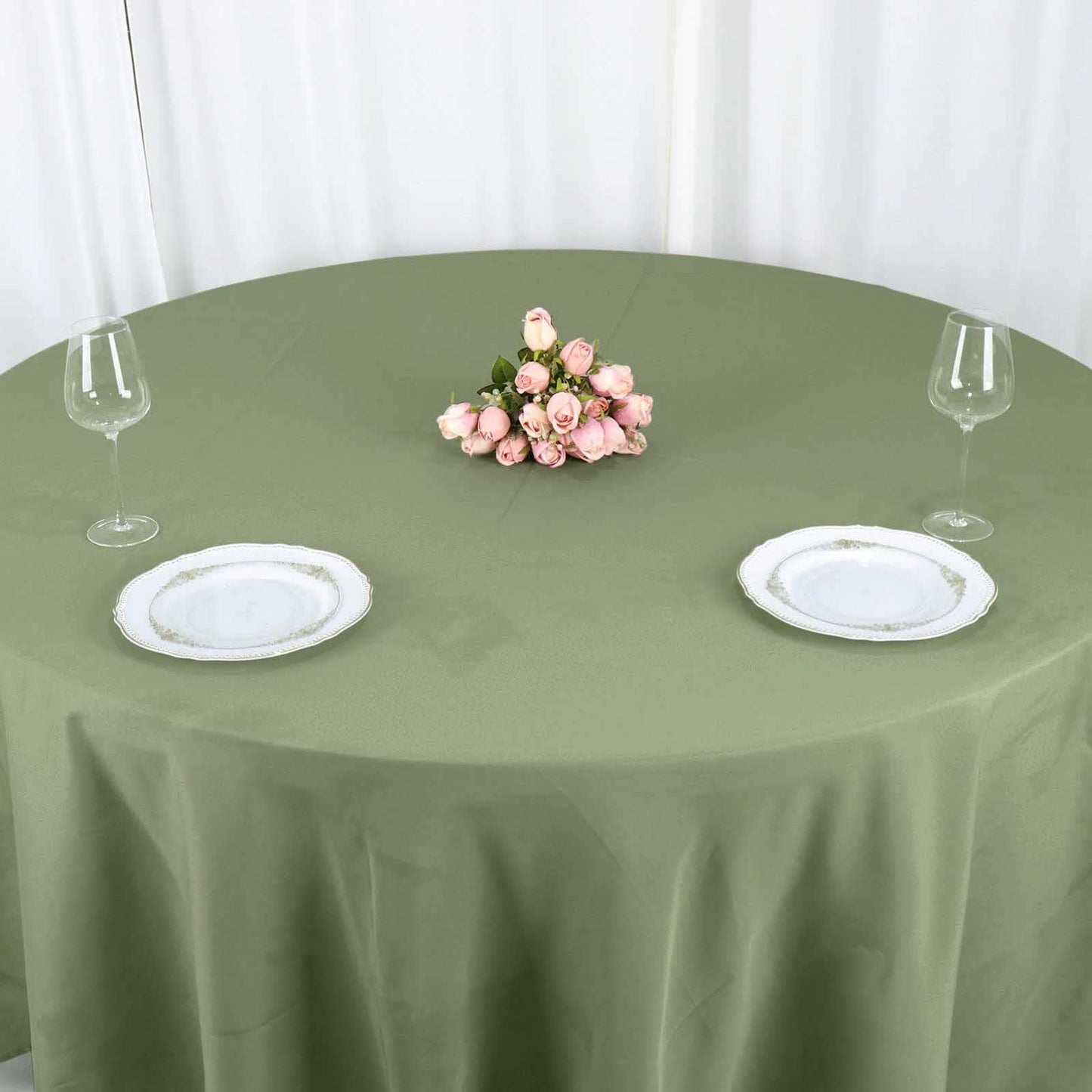 Polyester 108" Round Tablecloth Dusty Sage Green - Wrinkle-Resistant Table Cover