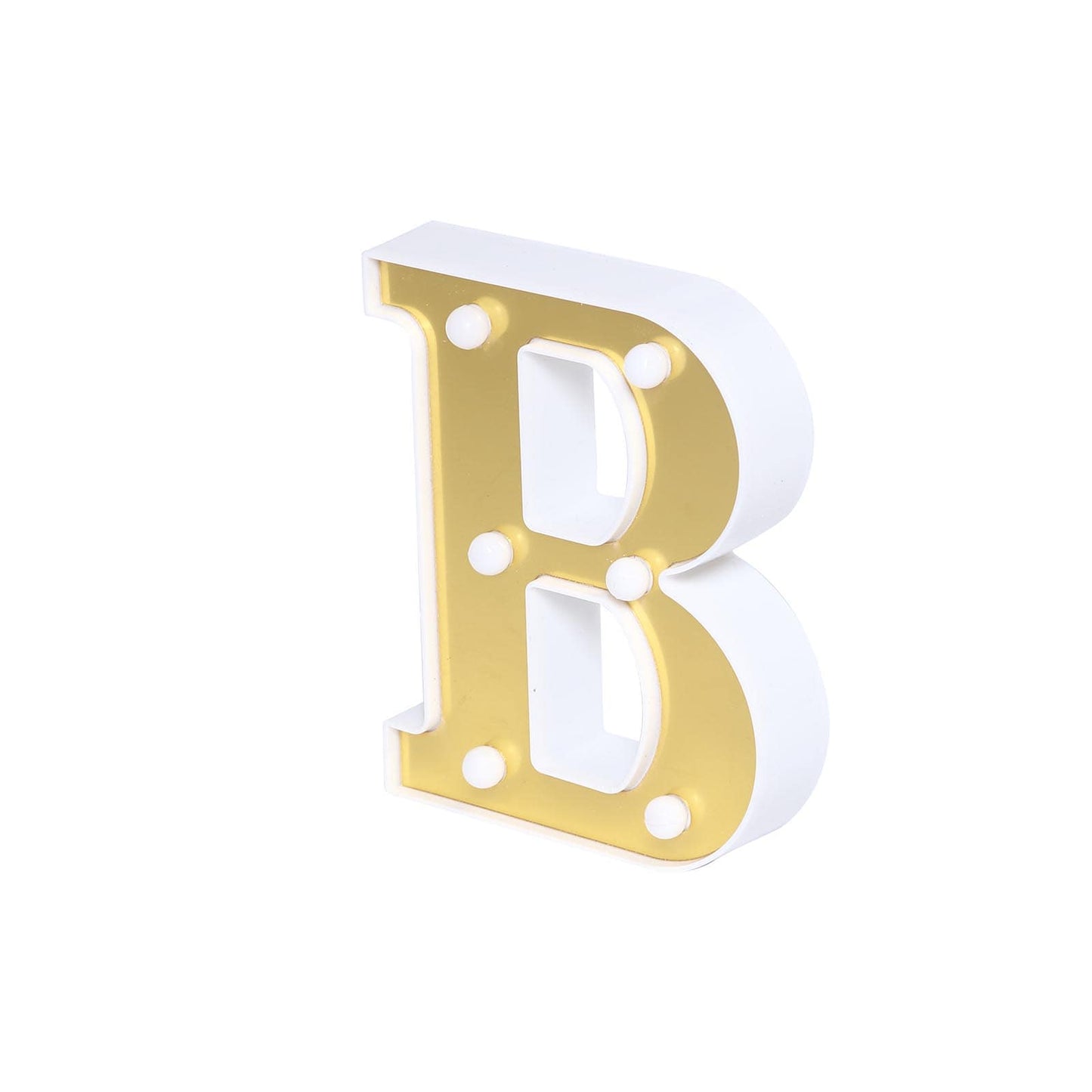 3D Marquee Letter "B" Warm White 6 LED Lights Gold - Chic Light-Up Decor for Events 6"