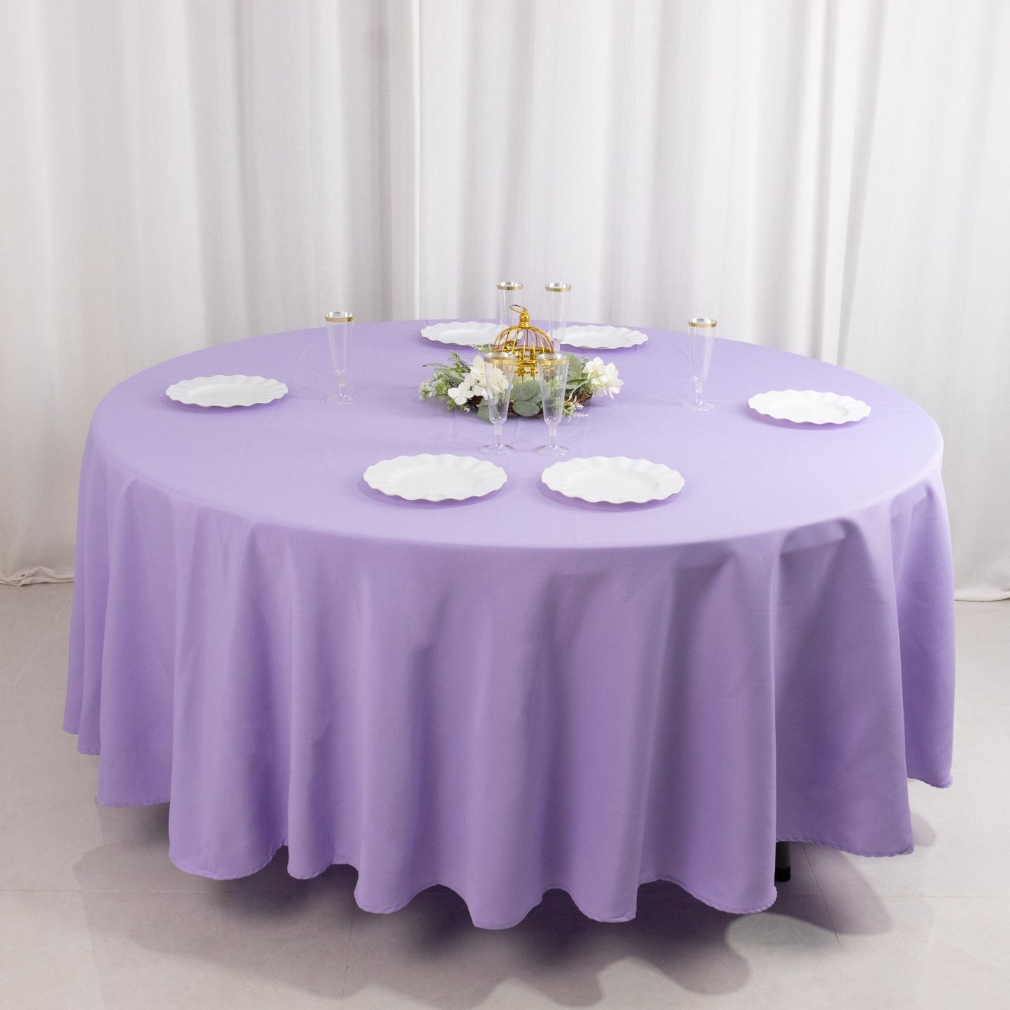 Premium Polyester 108" Round Tablecloth Lavender Lilac - Wrinkle-Resistant 220GSM Table Cover