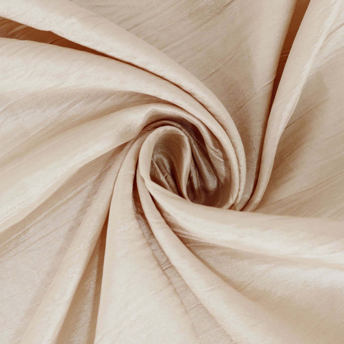 Taffeta 132" Round Tablecloth Beige - Seamless Accordion Crinkle Table Cover