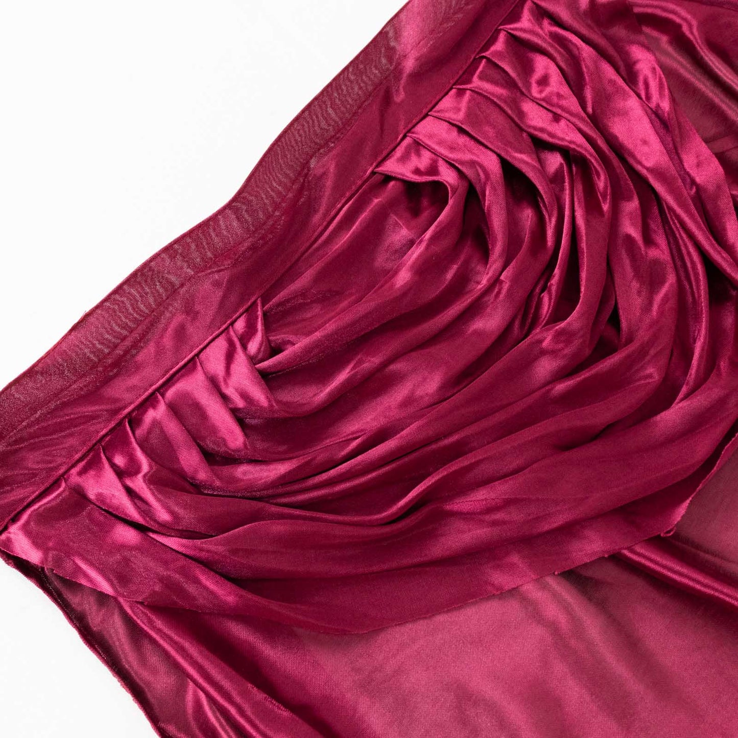 Satin 14ft Table Skirt Burgundy - Pleated Double Drape Table Cover