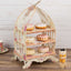 3 Tier Cardboard Cupcake Stand White/Peach Birdcage Style - Charming Reusable Cake Display Holder with Floral Print for Dessert Bars Afternoon Teas & Party Decor 18"