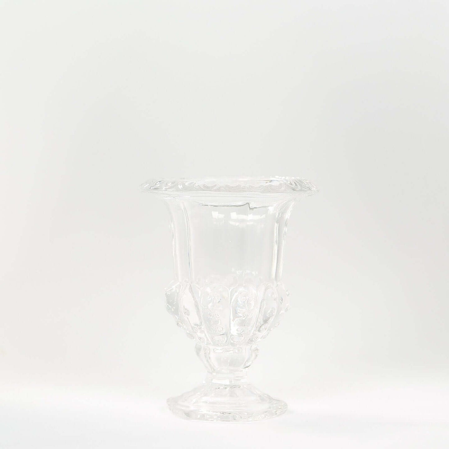 2-Pack Glass Mini Pedestal Flower Vases in Classic Roman Urn Style Clear - Sophisticated Wedding Table Centerpieces 6"