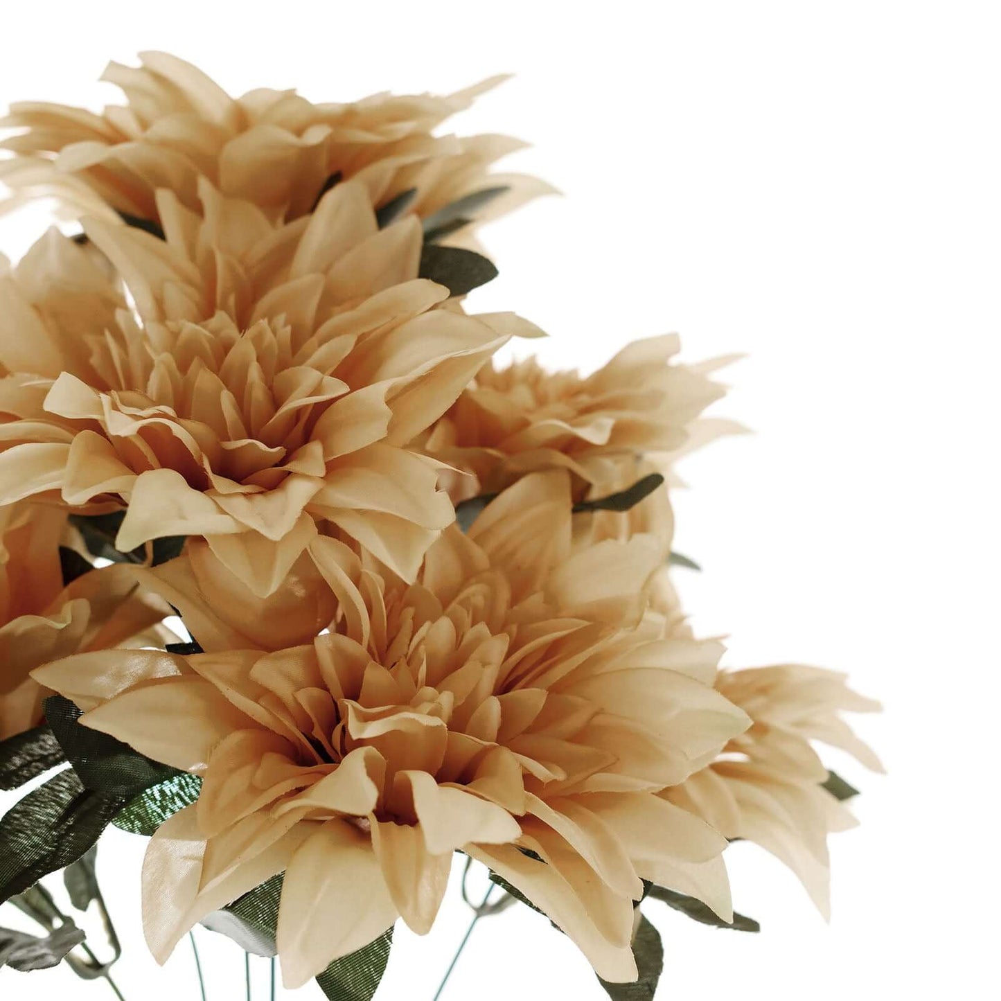 2 Bouquets 20" Champagne Artificial Silk Dahlia Flower Spray Bushes