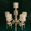 Metal Pearl Beaded Candelabra in Gold 6-Arm - Stylish Table Centerpiece with Crystal Chandelier Pendants