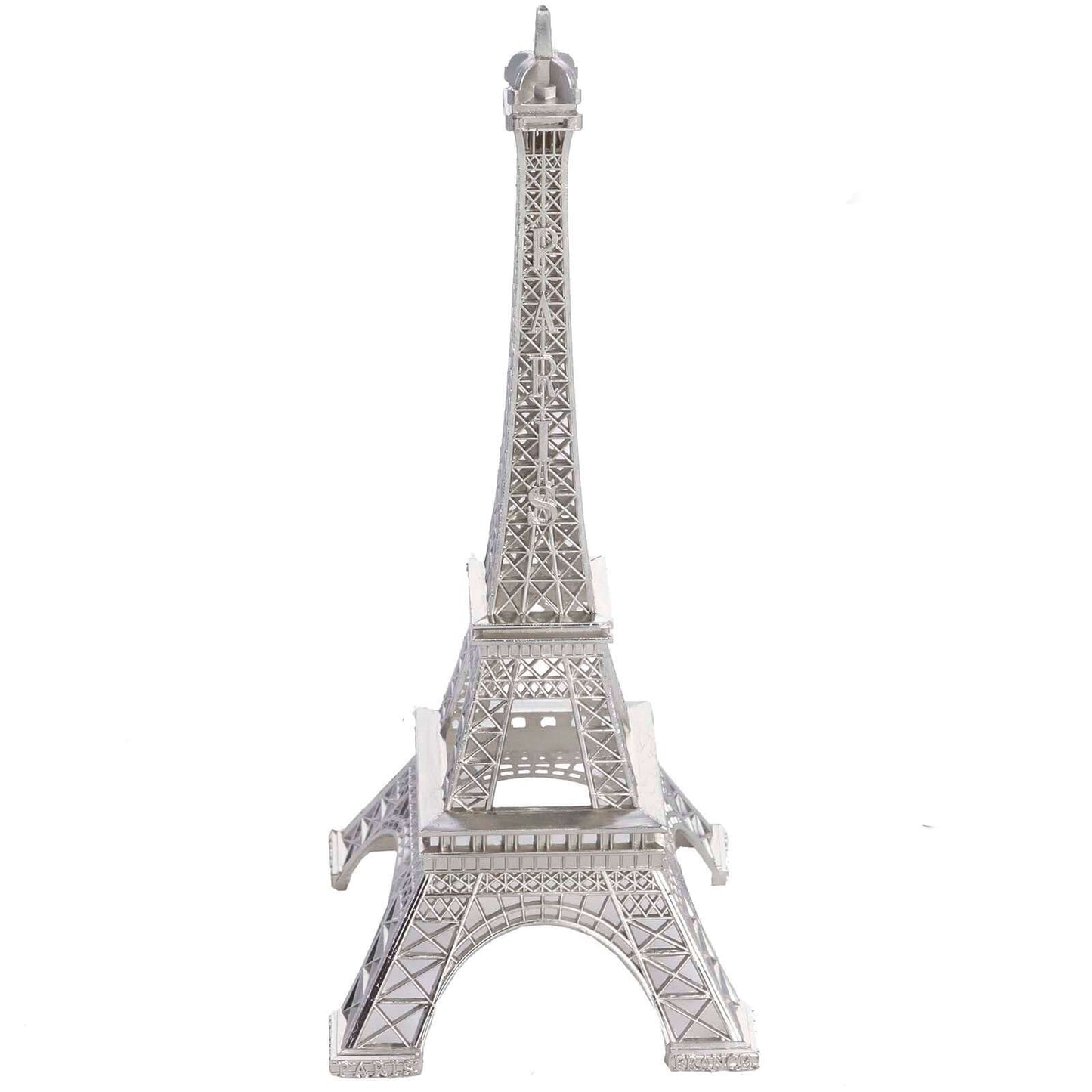 Eiffel Tower Table Centerpiece Metal Silver - Stylish Decorative Cake Topper for Parties & Gatherings 10"