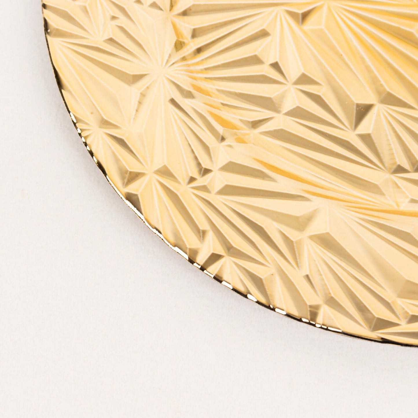 6-Pack Acrylic Round Charger Plates 13" in Metallic Gold with Rock Cut Design, Durable Plastic Dinner Charger Tableware