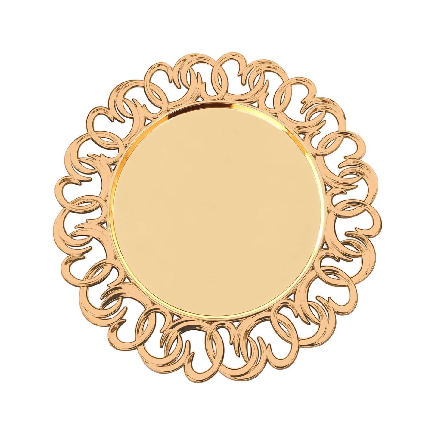 6-Pack Plastic Round Charger Plates 13" in Gold with Entwined Swirl Rim, Plastic Disposable Decorative Chargers