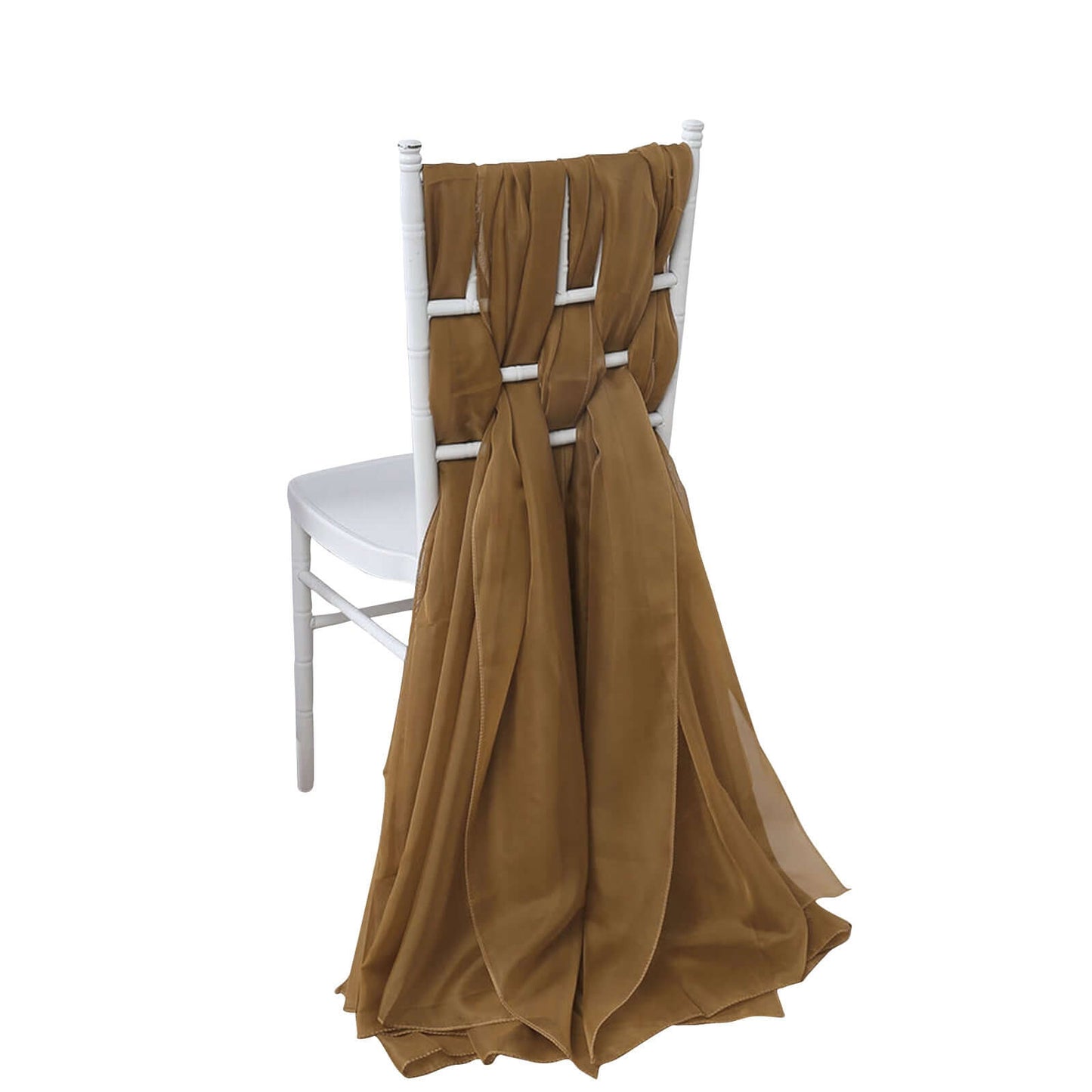 5 Pack Chiffon Chair Sashes Gold - Soft & Lightweight Designer Chair Bows for Stylish DIY Chair Accents 22"x78"