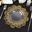 10-Pack Plastic 8" Round Dessert Plates in Clear with Gold Vintage Baroque Scalloped Rim - European Style Disposable Salad Appetizer Plates