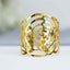 4 Pack Shiny Gold Laser Cut Rose Round Metal Napkin Rings, Decorative Flower Napkin Holders