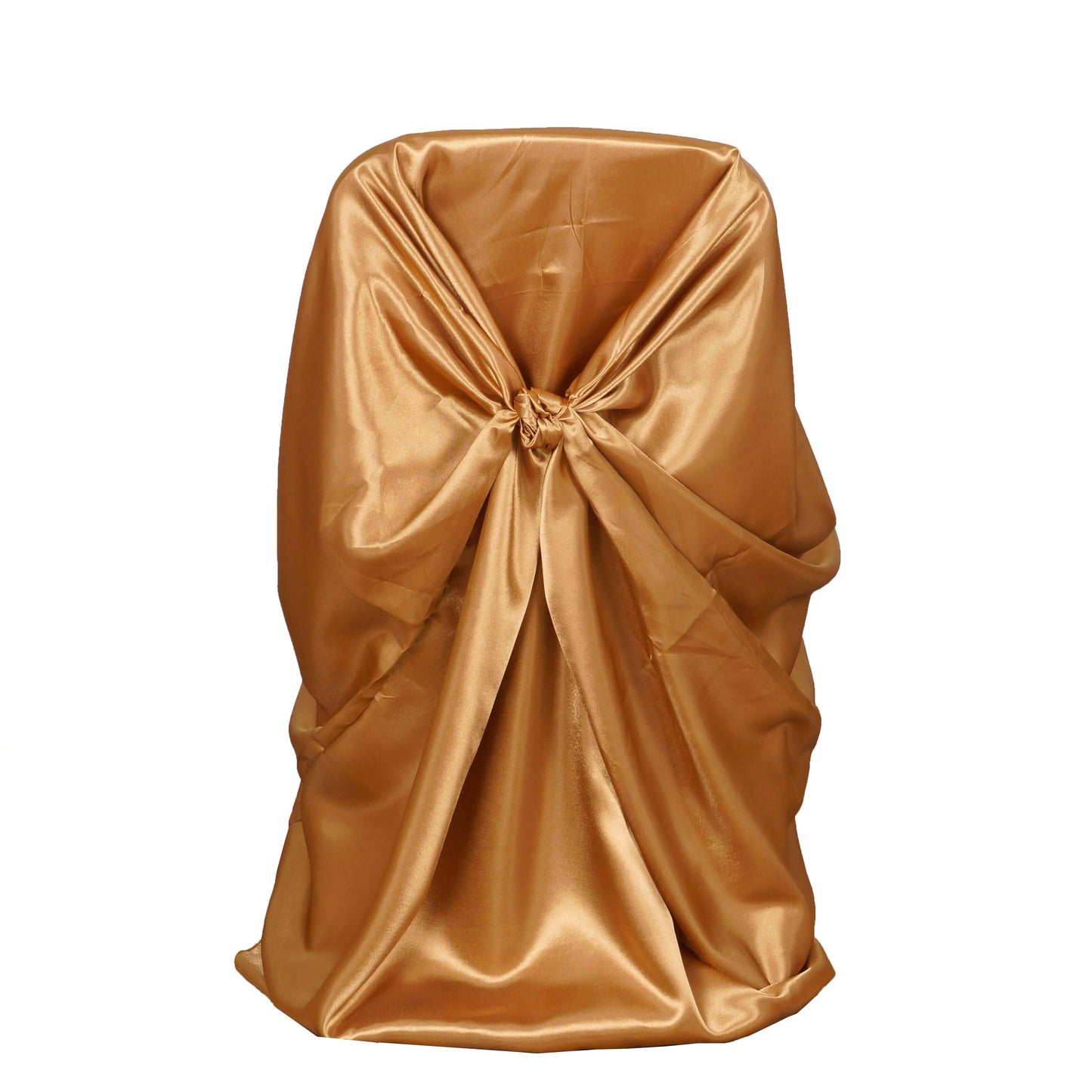 Satin Chair Cover Self-Tie Universal Design Gold - Durable Slip-On Cover for Folding, Dining, Banquet & Standard Chairs