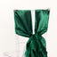 5 Pack Chiffon Satin Chair Sashes Hunter Emerald Green - Easy to Install Ruffled Curly Willow