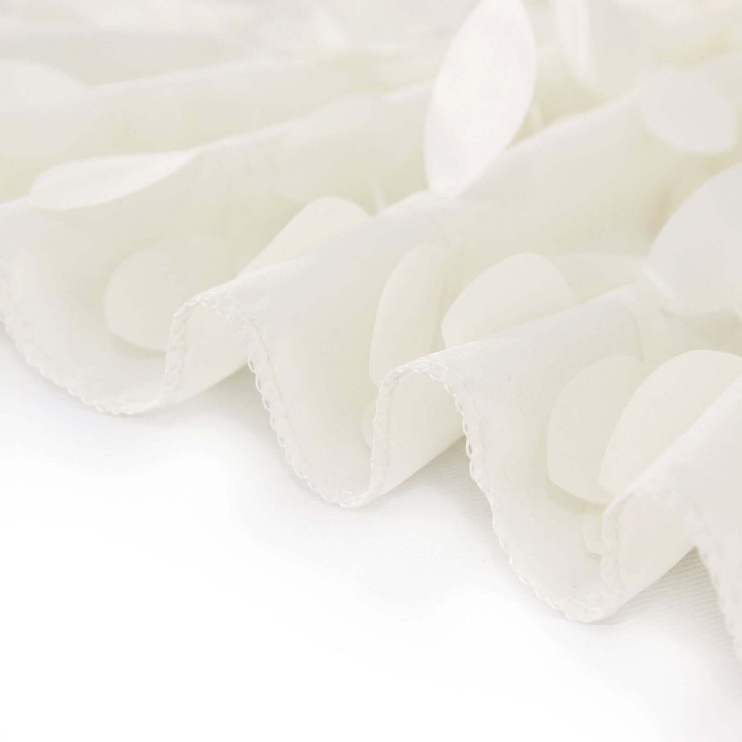 Taffeta 132" Round Tablecloth Ivory | 3D Leaf Petal Design Seamless Table Cover