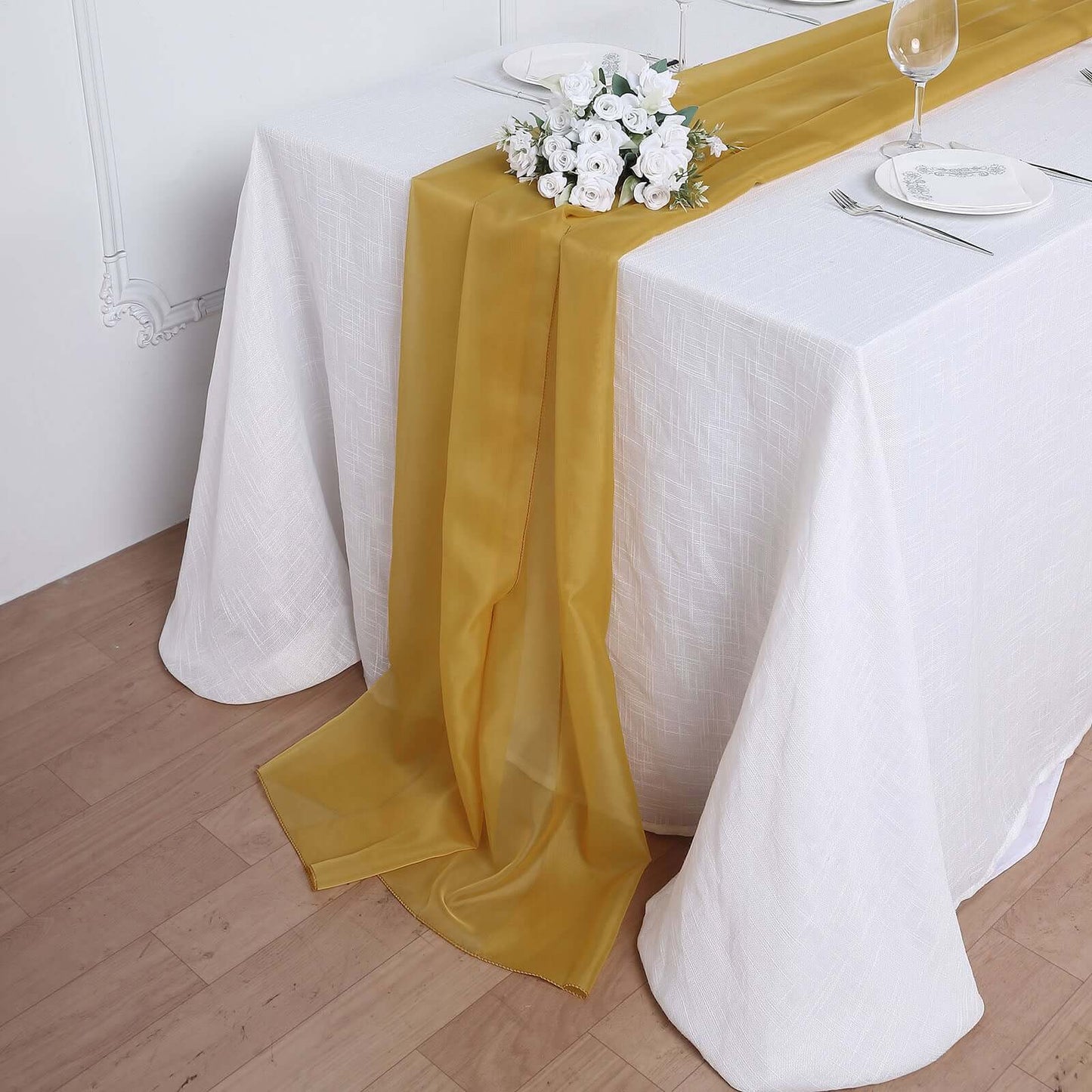 Chiffon 6ft Table Runner Mustard Yellow - Flowy & Lightweight Table Decor