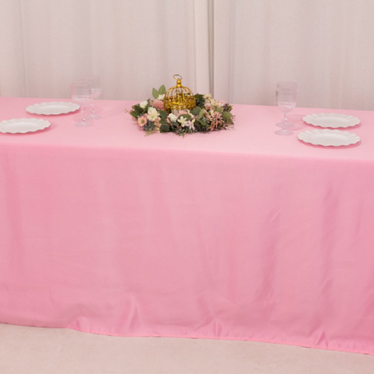 Lamour Satin 90"x156" Rectangle Tablecloth Pink - Luxurious, Soft Seamless Table Cover