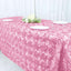 Satin 90"x132" Rectangle Tablecloth Pink - Grandiose 3D Rosette Seamless Table Cover