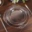 10-Pack Plastic 10" Round Dinner Plates in Clear with Silver Leaf Embossed Rim - Disposable Vintage Baroque Style Plates