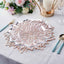 6-Pack Dining Table Mats Floral Design Rose Gold - Metallic Vinyl Round Non-Slip Mats for Tables 15"